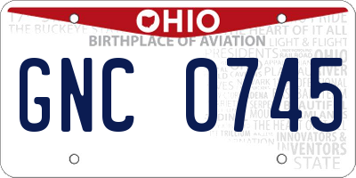OH license plate GNC0745