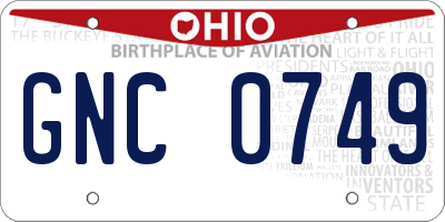 OH license plate GNC0749
