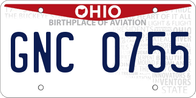 OH license plate GNC0755