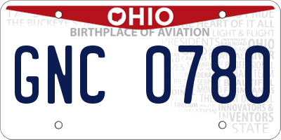 OH license plate GNC0780