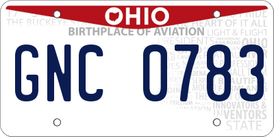 OH license plate GNC0783