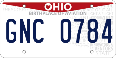 OH license plate GNC0784