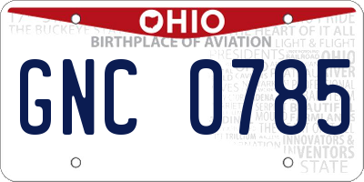 OH license plate GNC0785