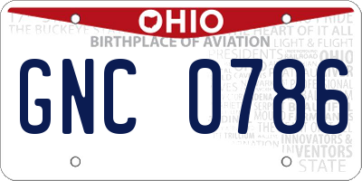 OH license plate GNC0786