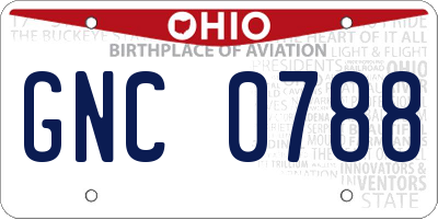 OH license plate GNC0788