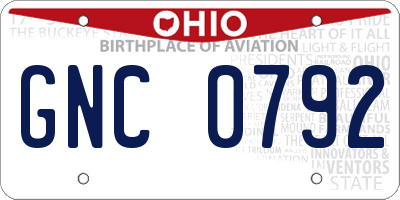 OH license plate GNC0792