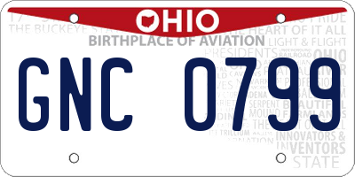 OH license plate GNC0799