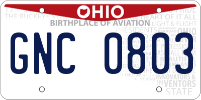 OH license plate GNC0803