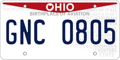 OH license plate GNC0805