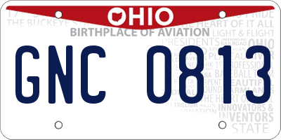 OH license plate GNC0813