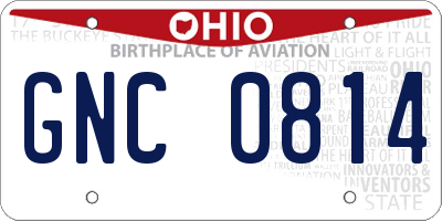OH license plate GNC0814