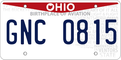 OH license plate GNC0815