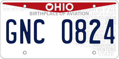 OH license plate GNC0824
