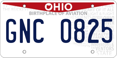 OH license plate GNC0825