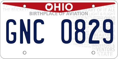 OH license plate GNC0829