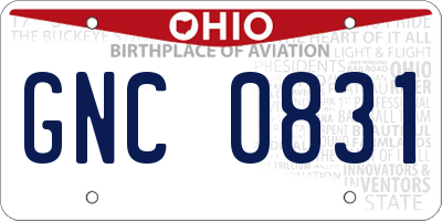 OH license plate GNC0831
