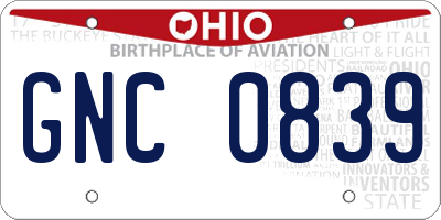 OH license plate GNC0839