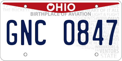 OH license plate GNC0847