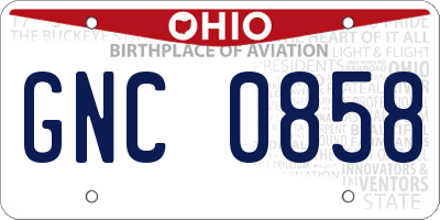 OH license plate GNC0858