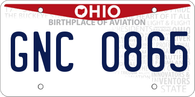 OH license plate GNC0865