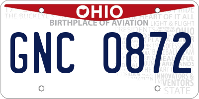 OH license plate GNC0872