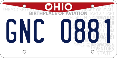OH license plate GNC0881