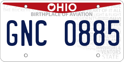 OH license plate GNC0885