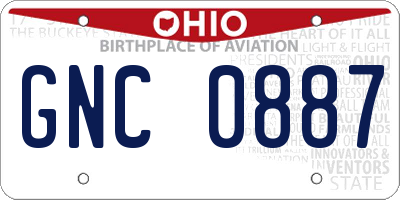 OH license plate GNC0887