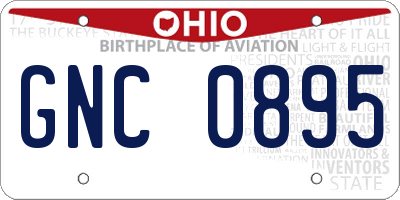 OH license plate GNC0895