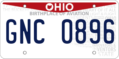 OH license plate GNC0896