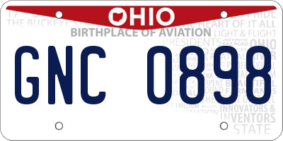 OH license plate GNC0898