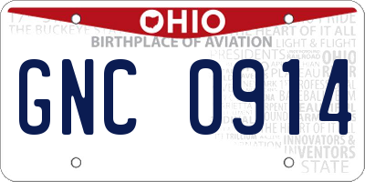 OH license plate GNC0914