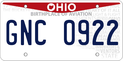 OH license plate GNC0922