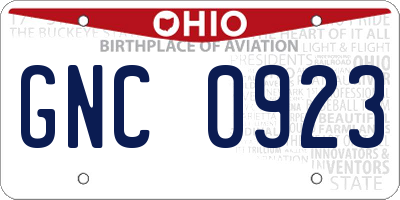 OH license plate GNC0923