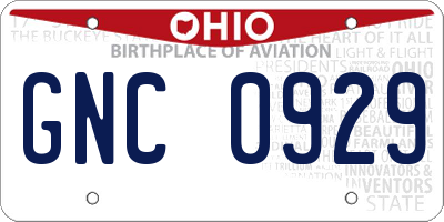 OH license plate GNC0929