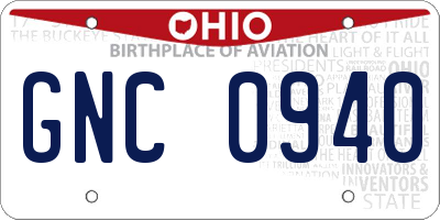 OH license plate GNC0940