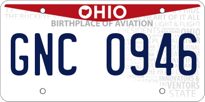 OH license plate GNC0946