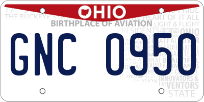 OH license plate GNC0950