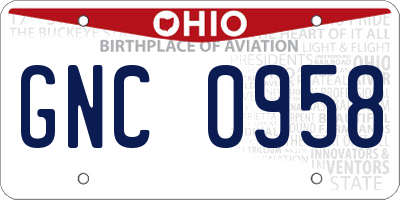OH license plate GNC0958