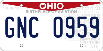 OH license plate GNC0959