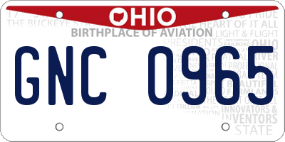 OH license plate GNC0965