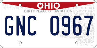 OH license plate GNC0967