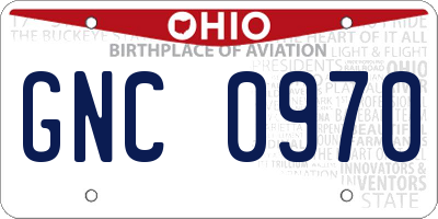 OH license plate GNC0970