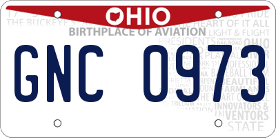 OH license plate GNC0973