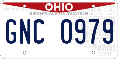 OH license plate GNC0979