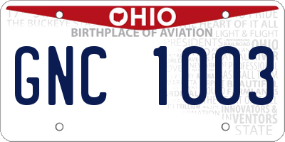 OH license plate GNC1003