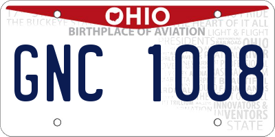 OH license plate GNC1008