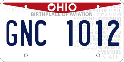 OH license plate GNC1012