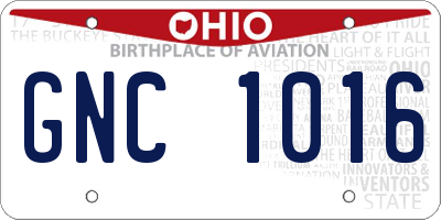 OH license plate GNC1016