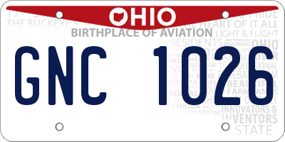 OH license plate GNC1026